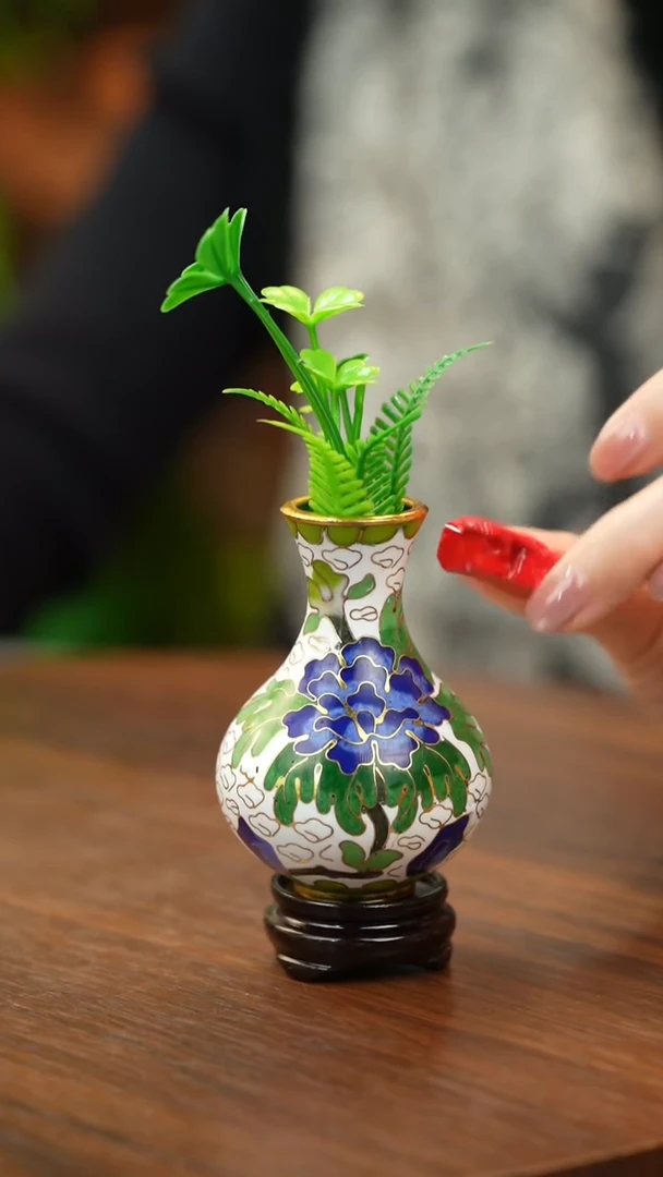 景泰蓝紫铜花瓶  含底座顺丰包邮