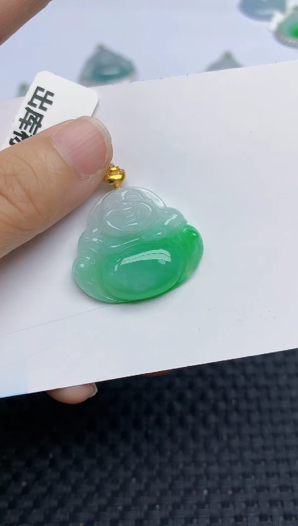 翡翠18K金镶嵌颈饰天然缅甸A货翡翠百元以上9元证书费自理