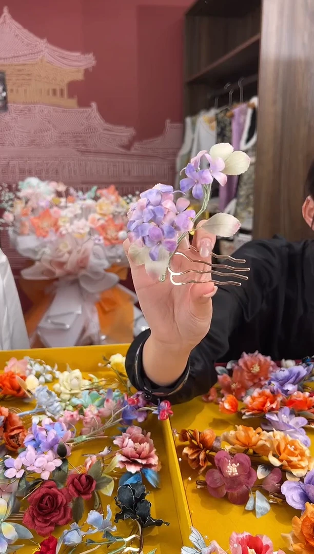 【闪购商品】刺绣非遗绒花（发饰）