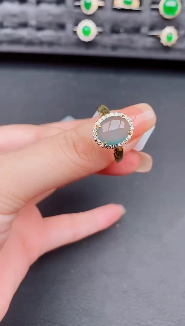 翡翠戒指银S925镶嵌天然a货翡翠245