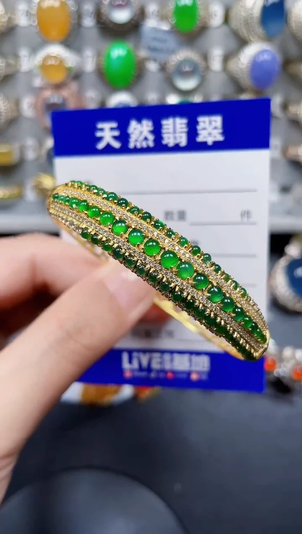银S925镶嵌手镯翡翠450