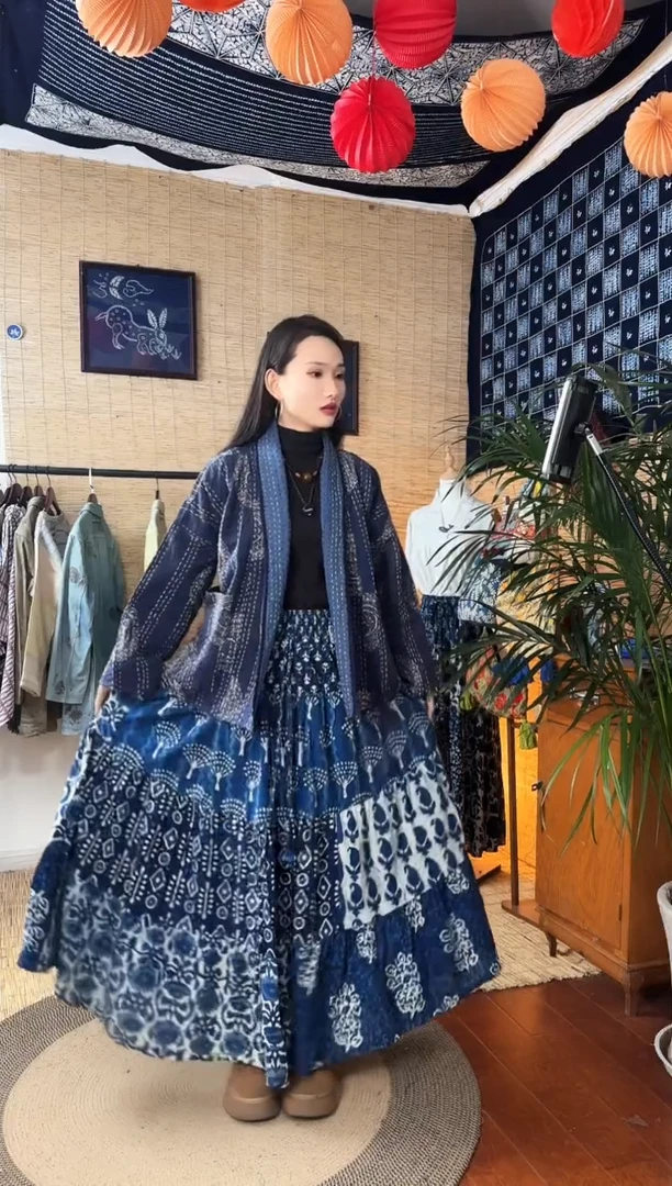 【闪购商品】设计师款蓝染裙子