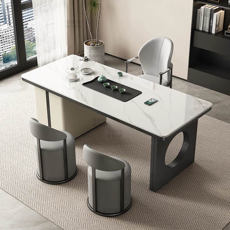 岩板茶桌轻奢现代高级感茶台现代简约办公室家用茶室泡茶功夫茶几