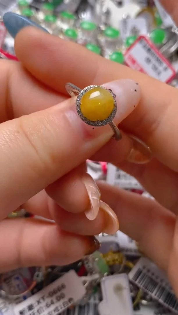 银S925镶嵌戒指翡翠百内无证书