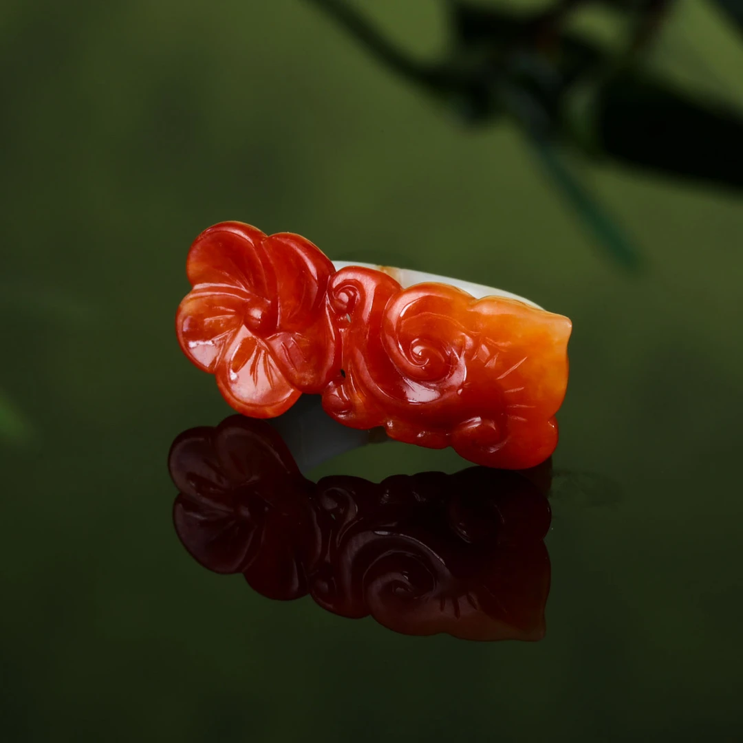 【意婵】《枕汐》天然高品缅A老翡翠精雕戒指-915332