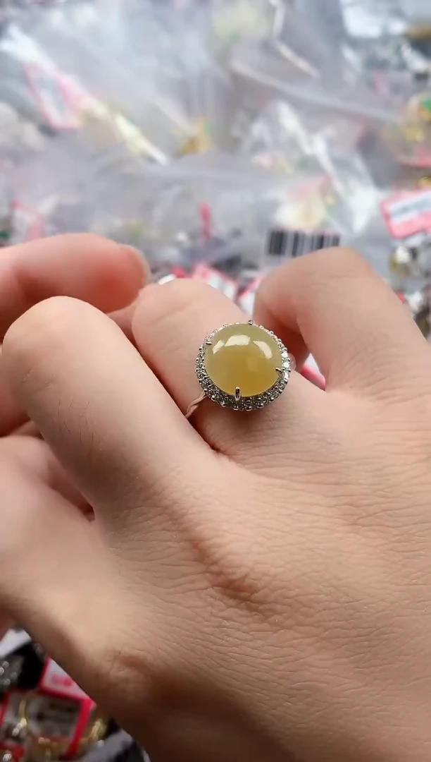 银S925镶嵌戒指翡翠天然A货缅甸翡翠