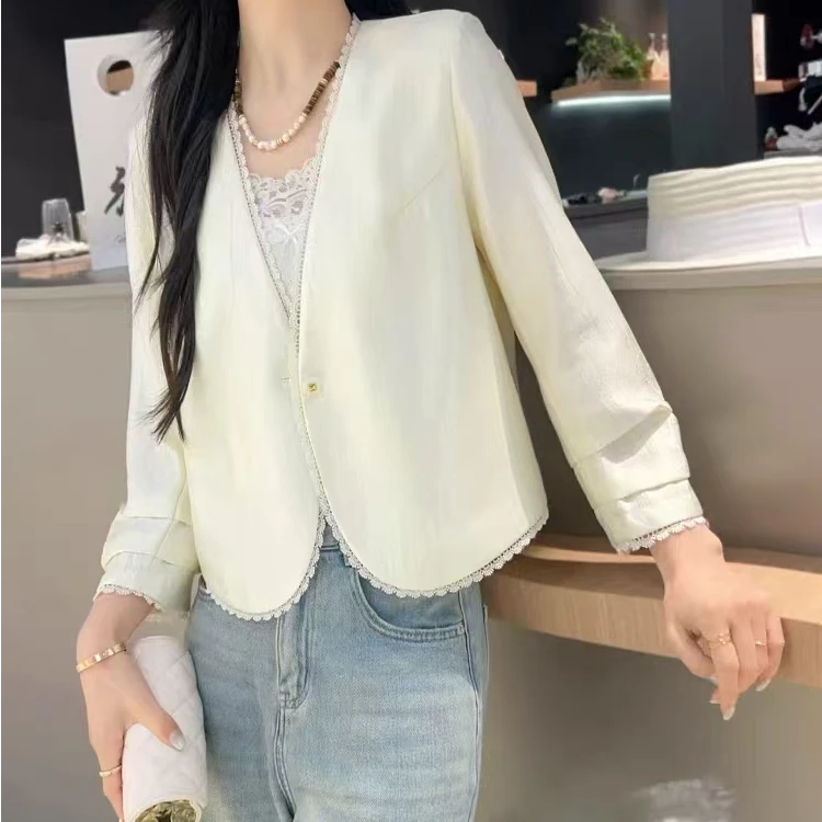 夏季薄款休闲防晒女短外套七分袖上衣时尚时尚洋气休闲服欧若风