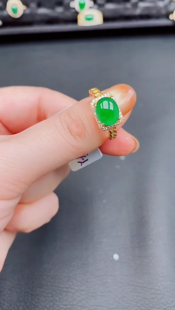 【闪购商品】翡翠戒指银S925镶嵌天然a货翡翠148