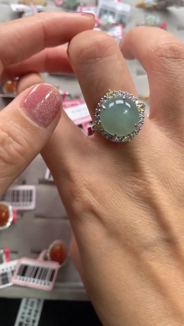 【闪购商品】翡翠戒指银S925镶嵌22222222    6