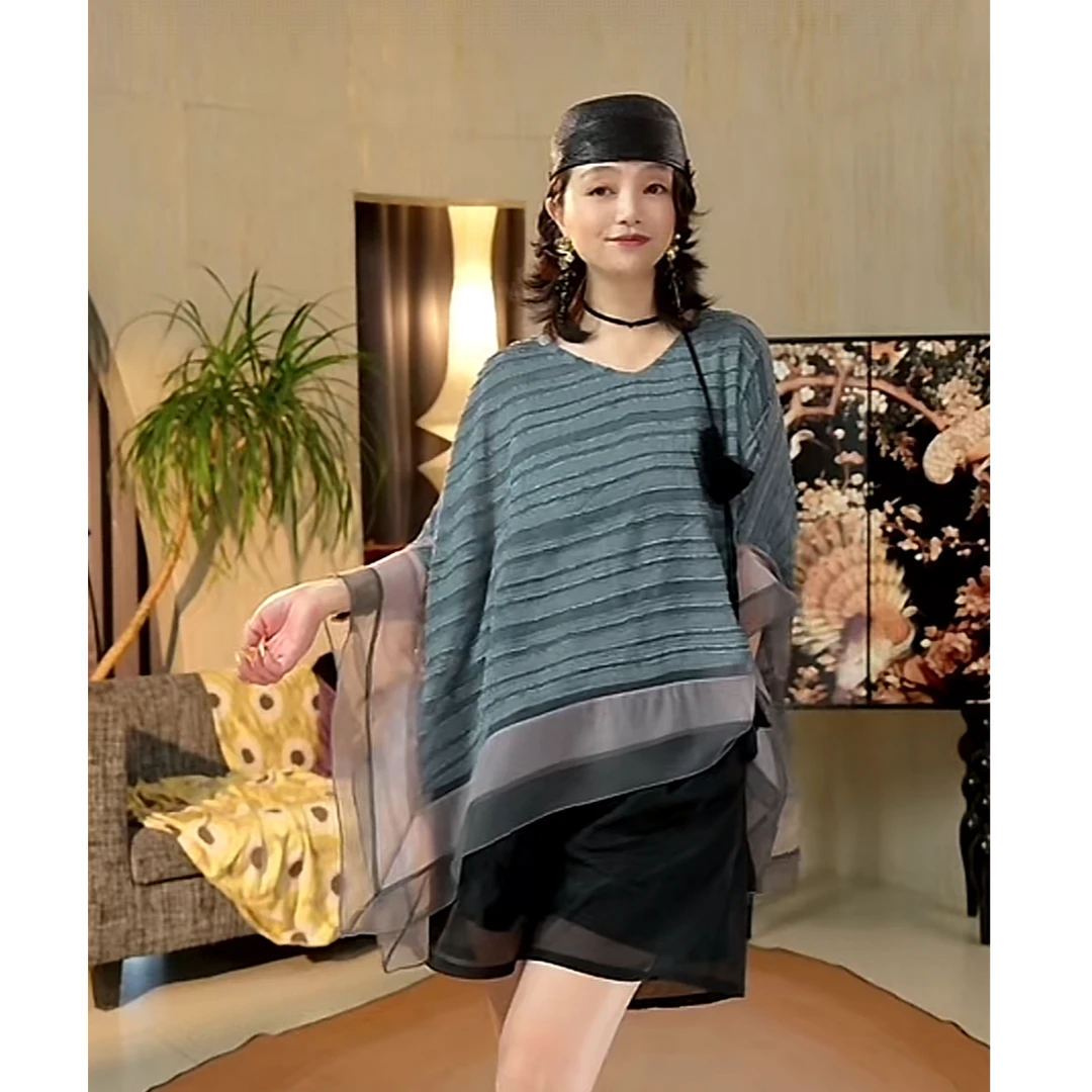 篱君2070原创休闲风法式拼接时尚百搭气质显瘦风上衣宽松夏季女