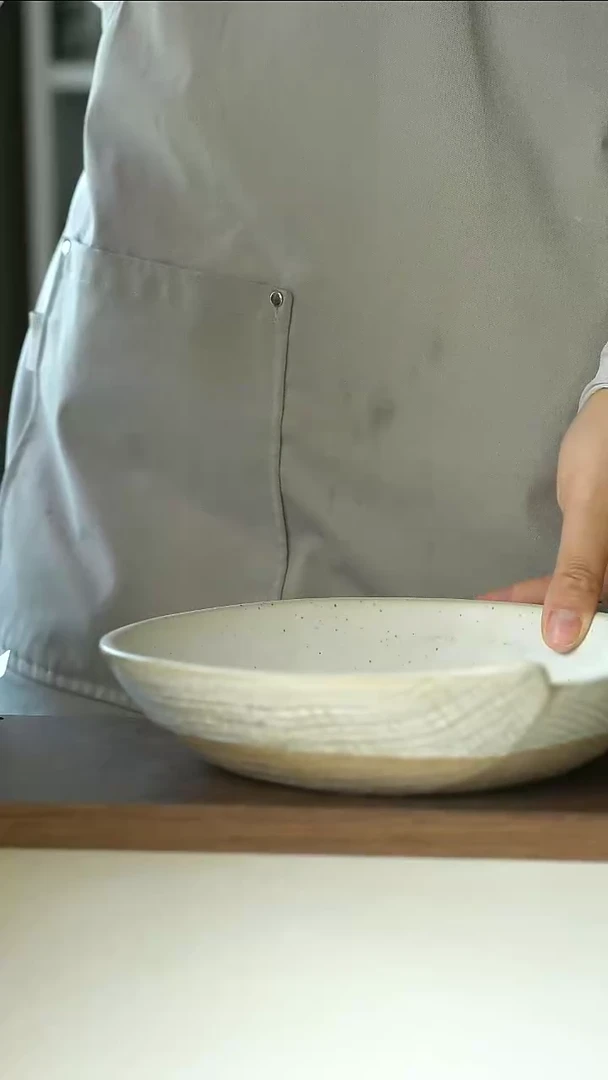 陶瓷微瑕亚麻粗陶原白深盘20cm@4-2@