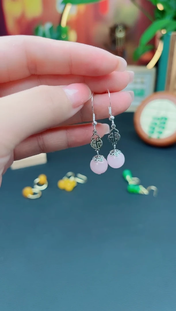 玛瑙/玉髓耳饰银S925镶嵌238