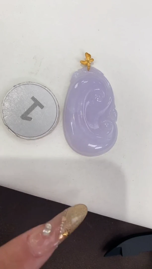 颈饰18K金镶嵌翡翠天然缅甸A货翡翠