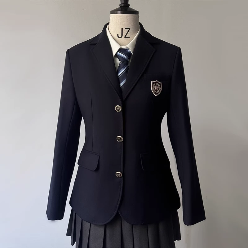 【栗子蜜原创jk】制服三粒扣绀色西服学院风校供感西装外套新款正店
