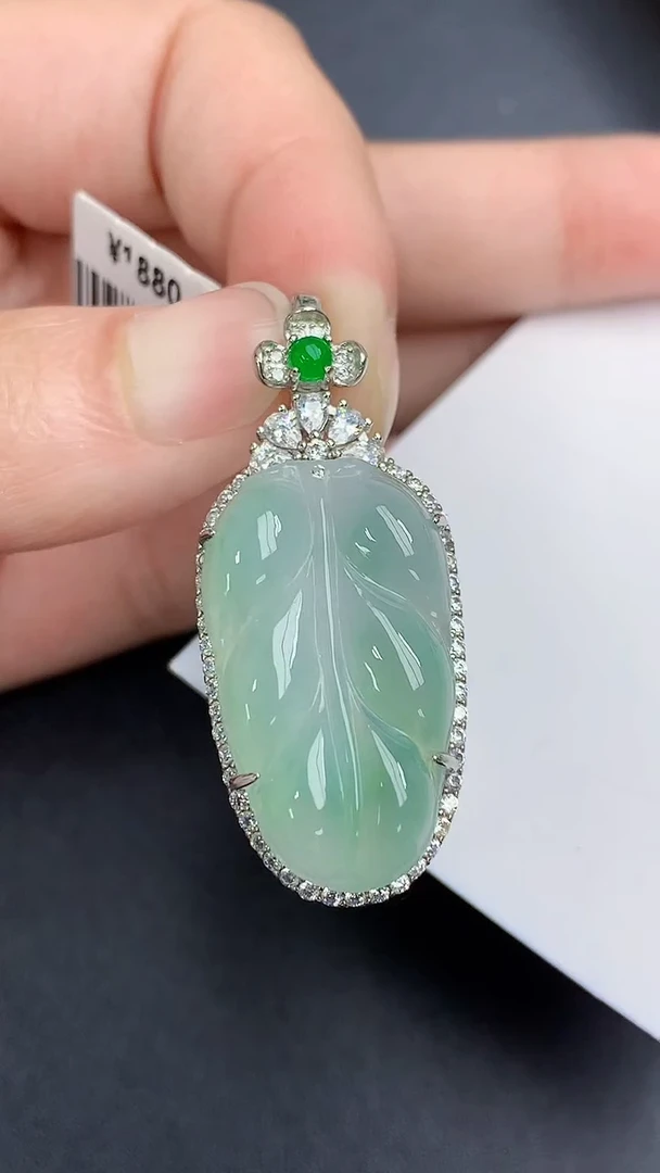 颈饰银S925镶嵌翡翠 天然缅甸A货百元以上9元证书费自理