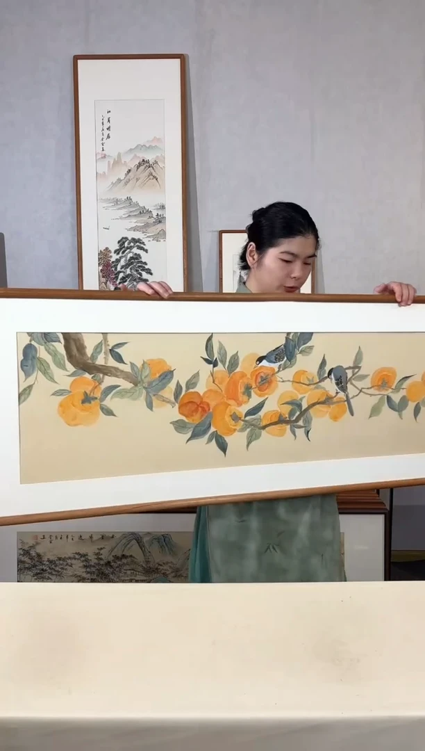 国画手绘*金玉年华*52*172cm带框发货