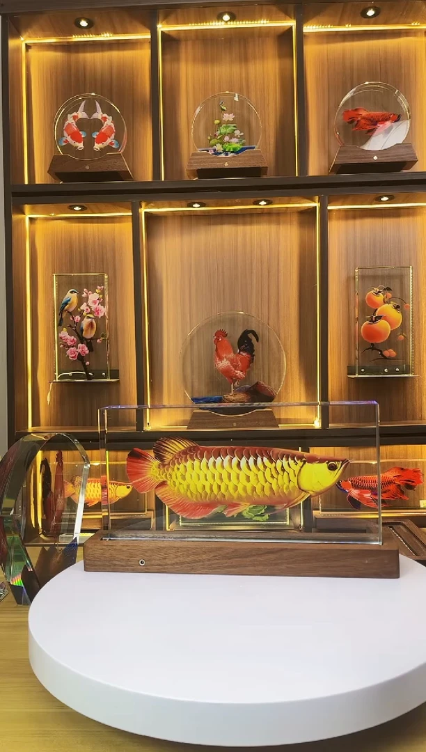 玻璃树*瑕疵品方形30*15*4金龙鱼+底座