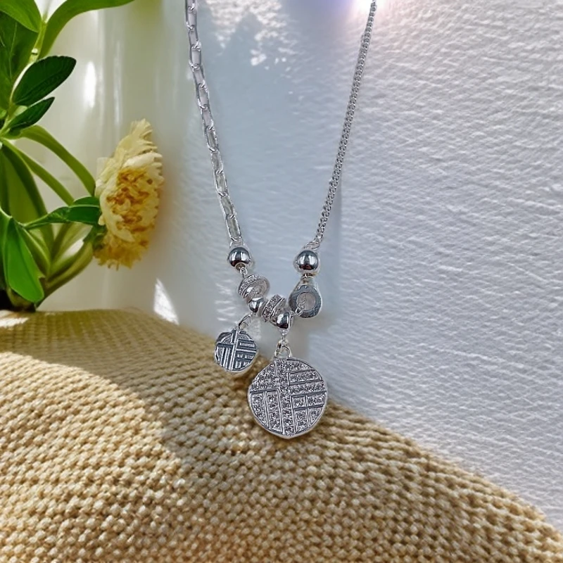 吊坠足银锆石 双福时尚项链