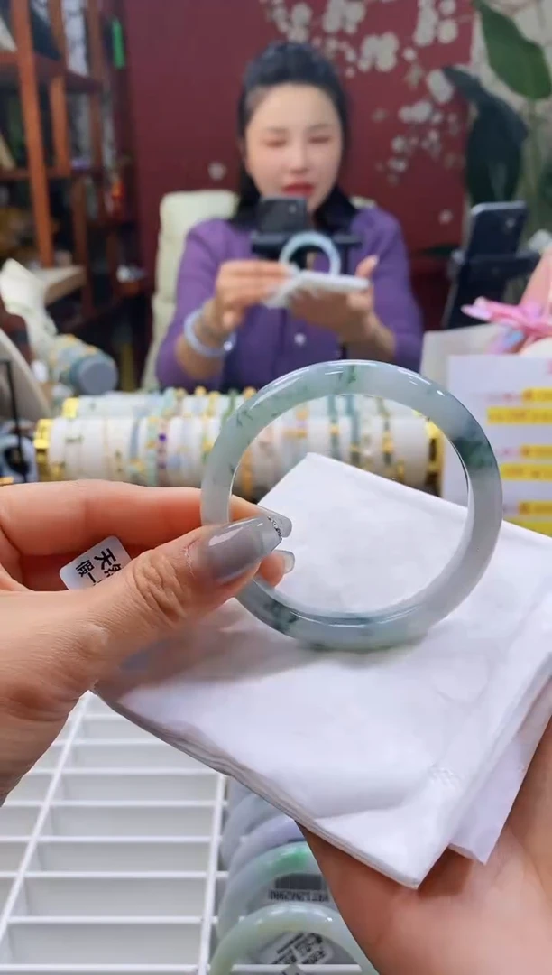 【闪购商品】翡翠手镯未镶嵌104蓝花5758/9.5*7.3