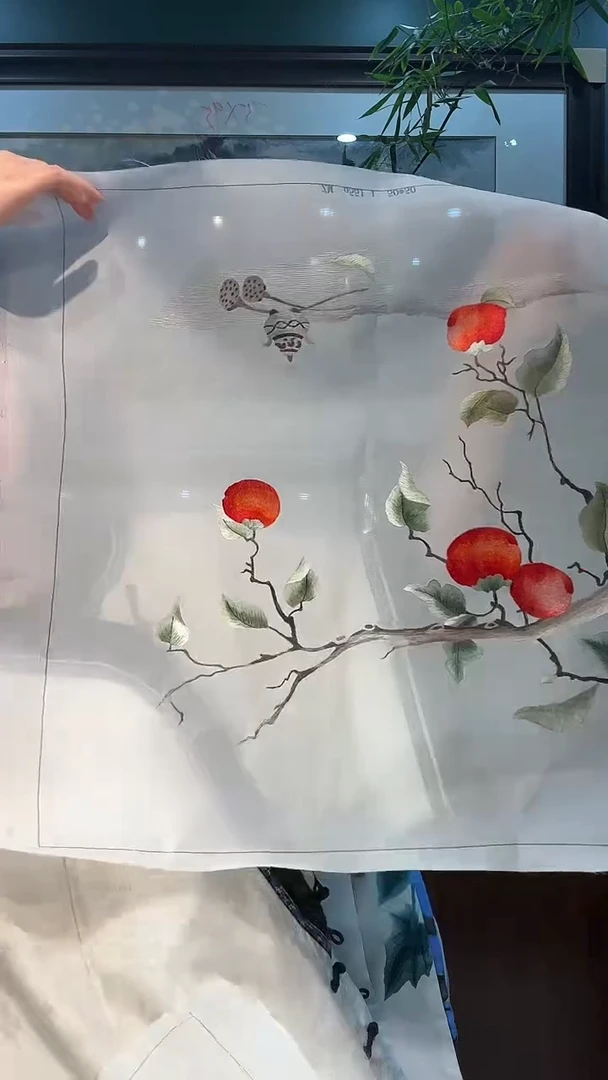 竖款非遗苏绣手工刺绣绣片50x50