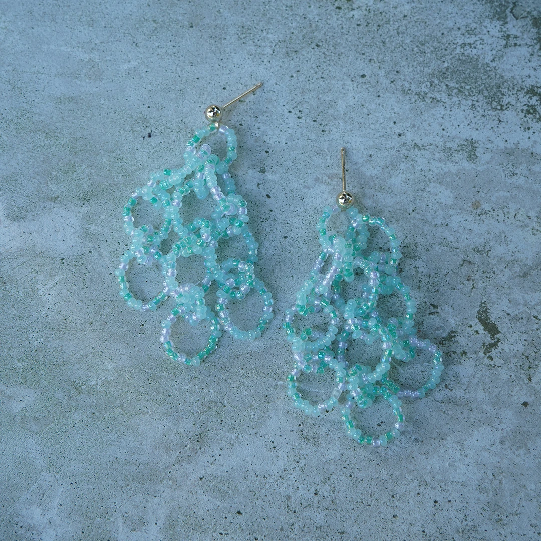 合金亚克力耳饰 Dust無尘手作饰品 重工多颗圆圈耳钉 可定耳夹