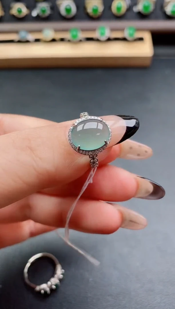 银S925镶嵌戒指翡翠1