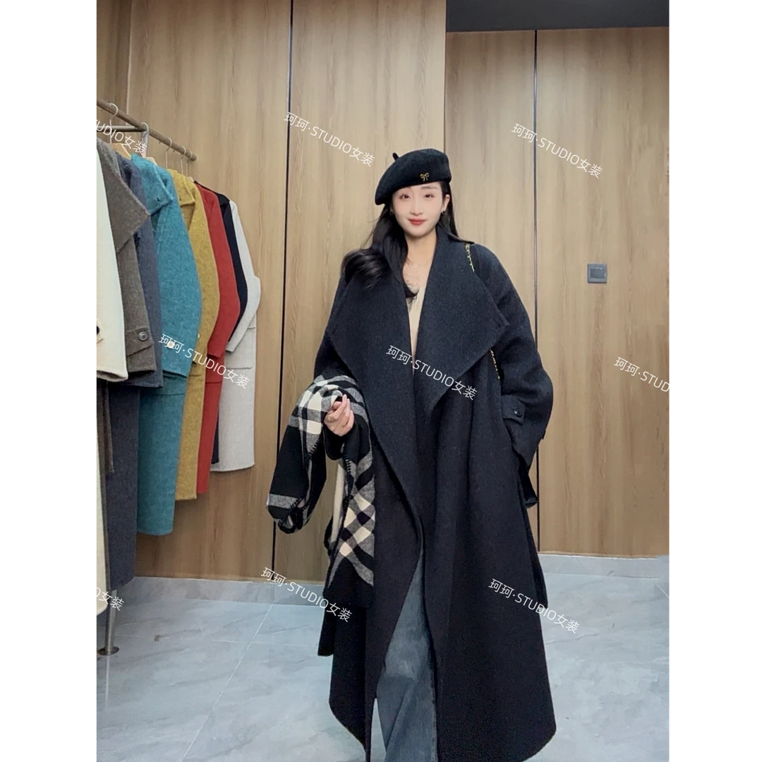 【珂珂专属】韩版宽松立领羊毛大衣8672时尚气质加厚双面呢大衣3