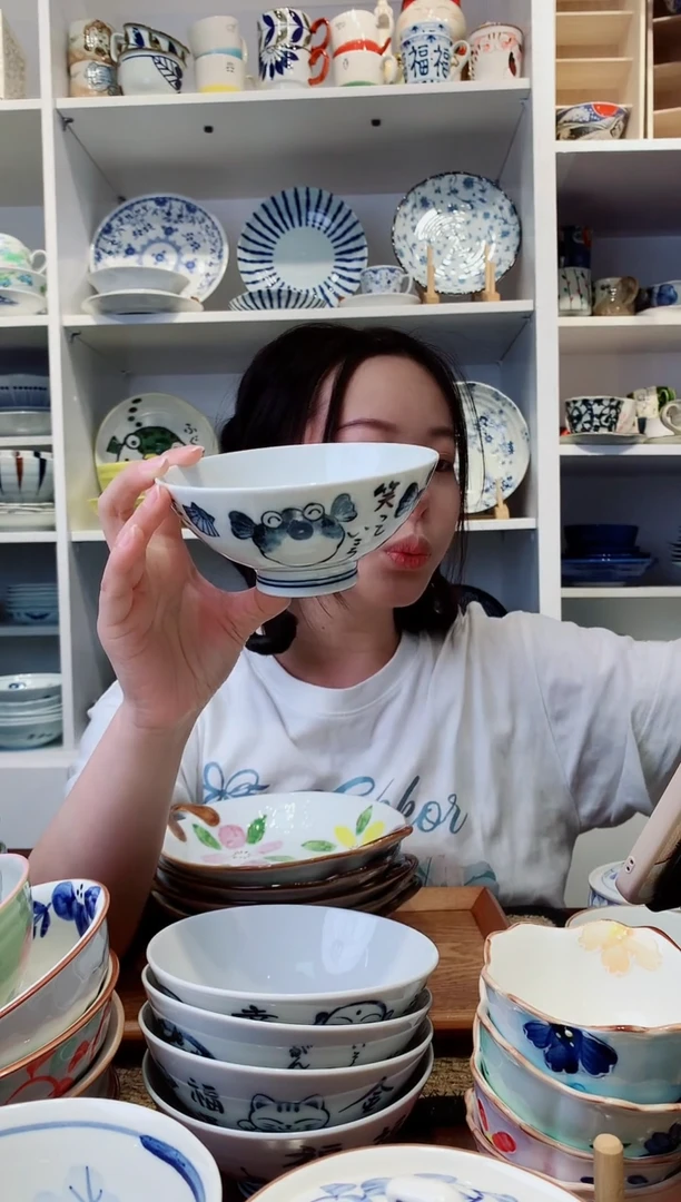 陶瓷美浓烧河豚米饭碗