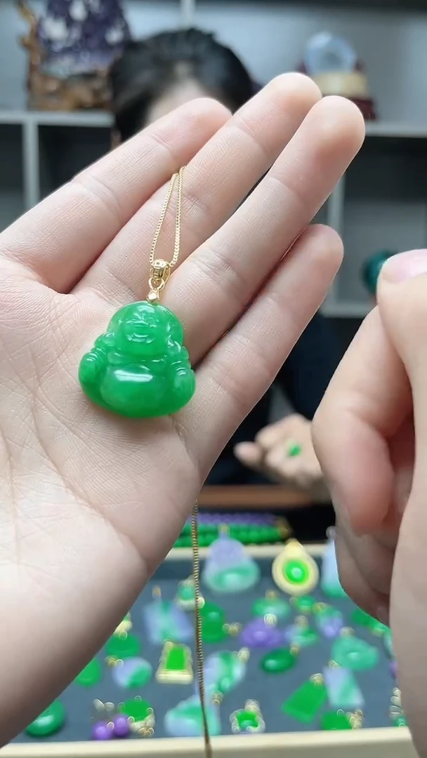 【闪购商品】翡翠吊坠(赠链)14K金镶嵌吊坠