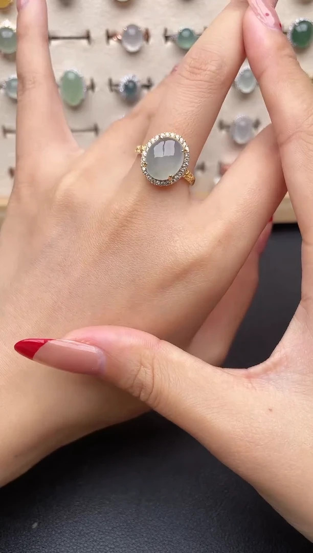 【闪购商品】翡翠戒指银S925镶嵌一物一证一礼盒