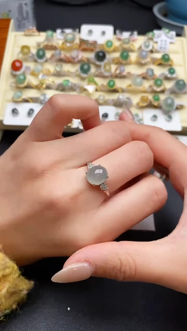 【闪购商品】翡翠戒指银S925镶嵌333333333+6