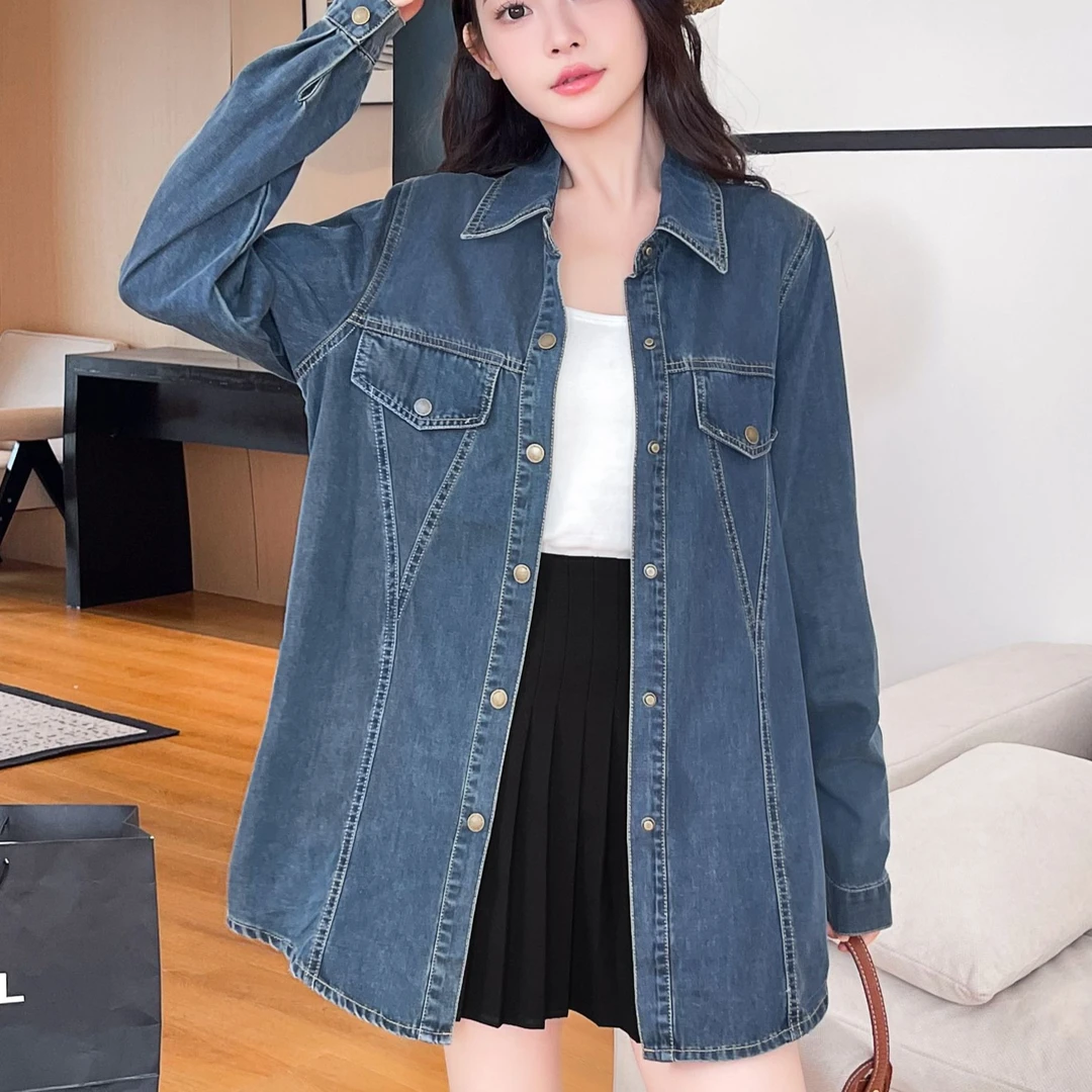 春季新款牛仔衬衫女时尚洋气减龄宽松显瘦上衣#6611
