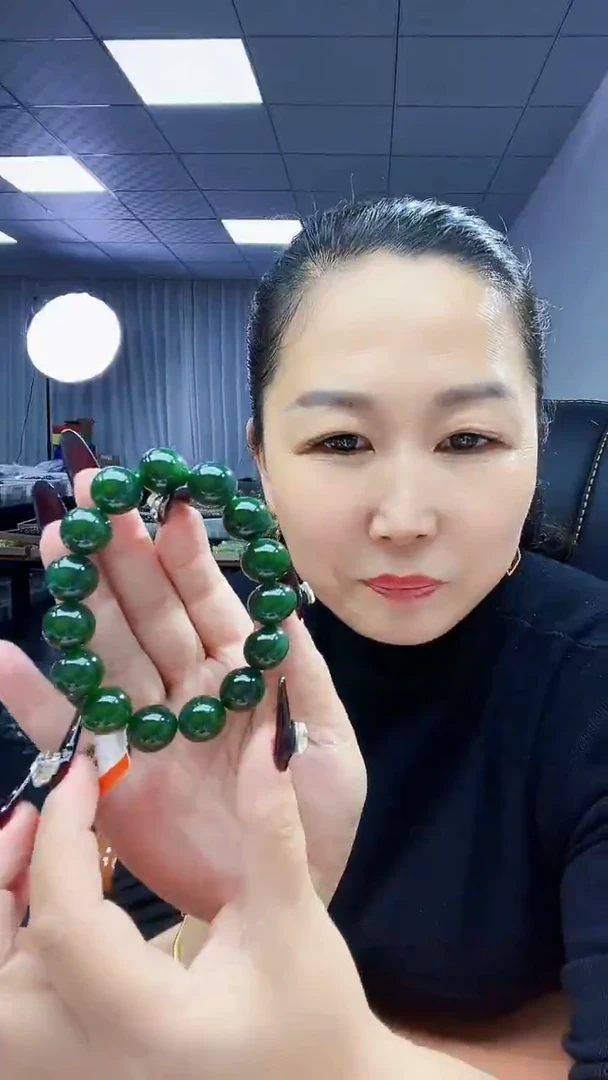 未镶嵌手串和田玉纯天然和田玉俄7碧冰底dw绿14
