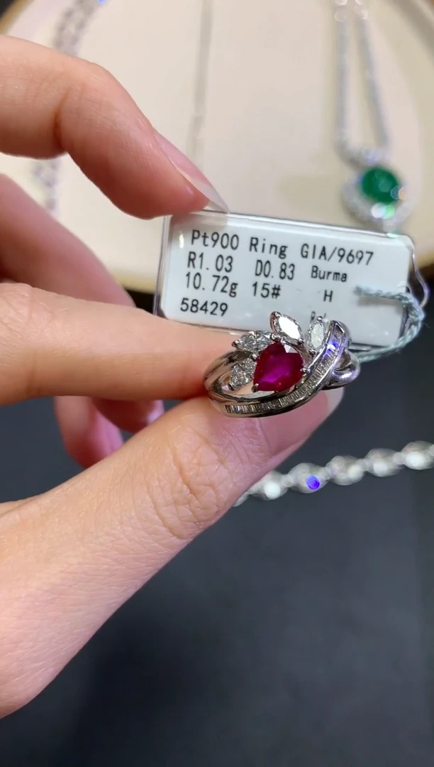 定制红宝石戒指铂Pt850镶嵌W142|25000