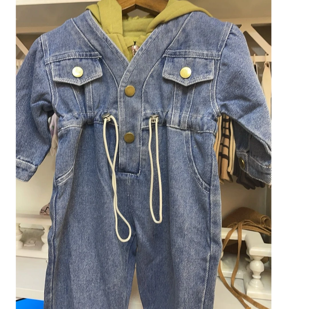 2025婴童秋冬新款连体裤休闲牛仔两件套样子连体裤