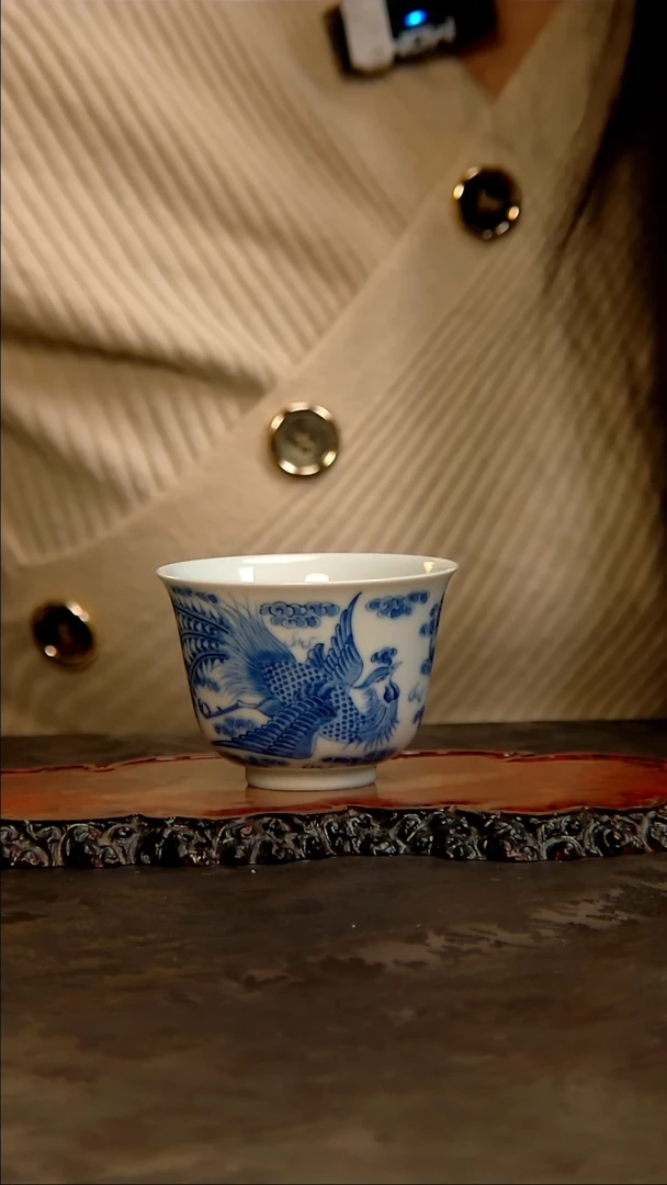 【闪购商品】青花手绘凤凰主人杯