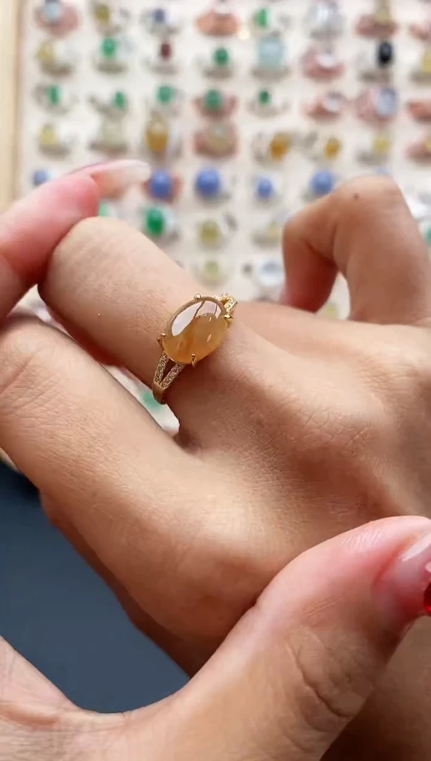 【闪购商品】翡翠戒指银S925镶嵌缅甸天然A货翡翠222 8+10