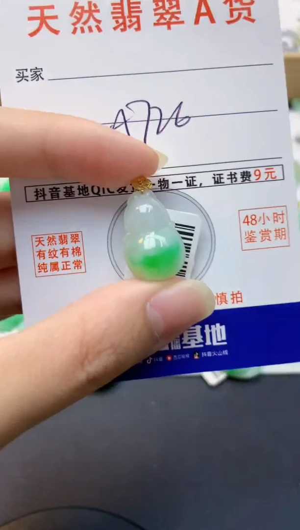 颈饰18K金镶嵌翡翠天然缅甸A货翡翠百元以上9元证书费自理