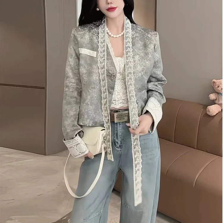 Q3152【特价-占单者限购】个性调西装蕾丝细节点睛轻松打造时髦范！