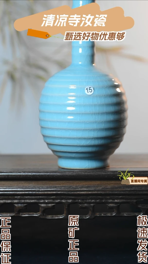 15号弦纹瓶全品清凉寺汝瓷