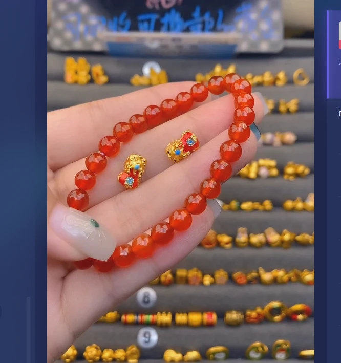 足金999大貔宝*2玛 瑙手串/ 多样性发