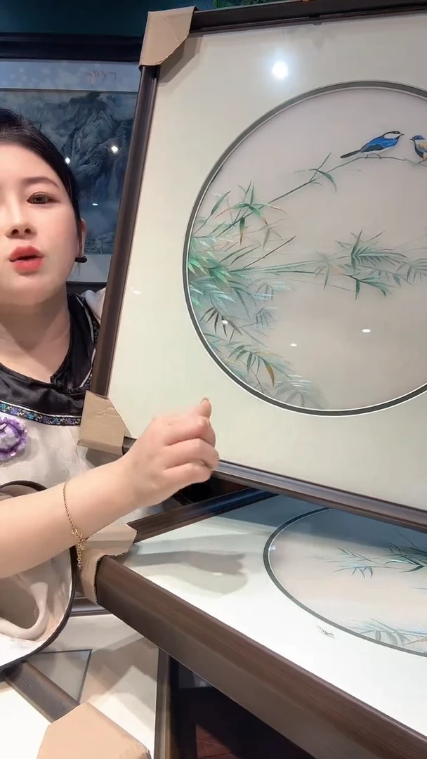 横款非遗苏绣手工刺绣装饰画带框不包邮