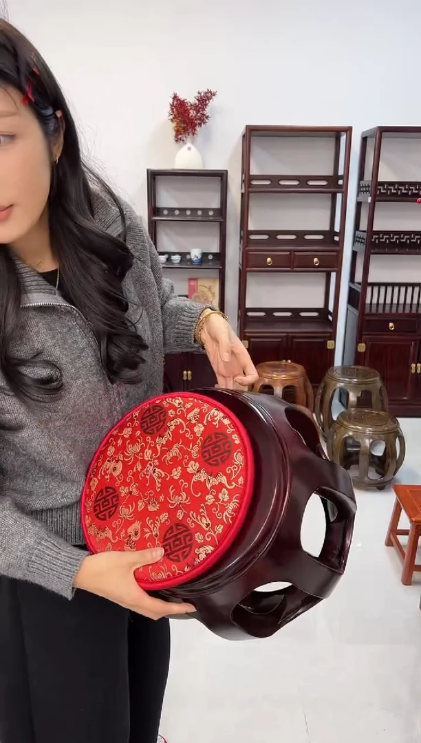 花梨木类家具花梨木小鼓凳酸枝色2张+2坐垫