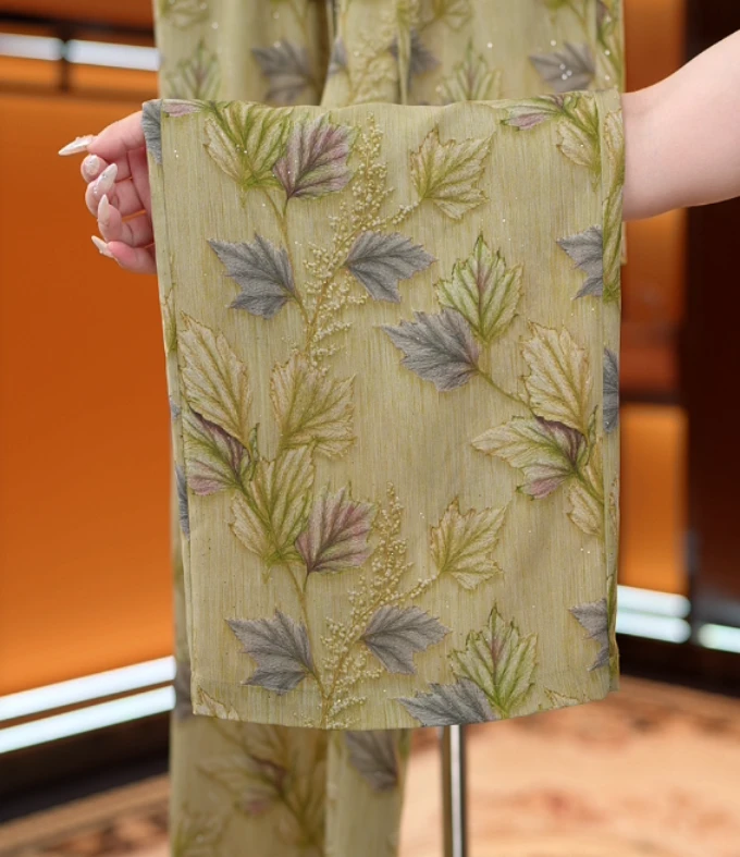 【3D烫花工艺】初相识2025新款高腰垂直冰丝凉感透气阔腿裤C174娜娜