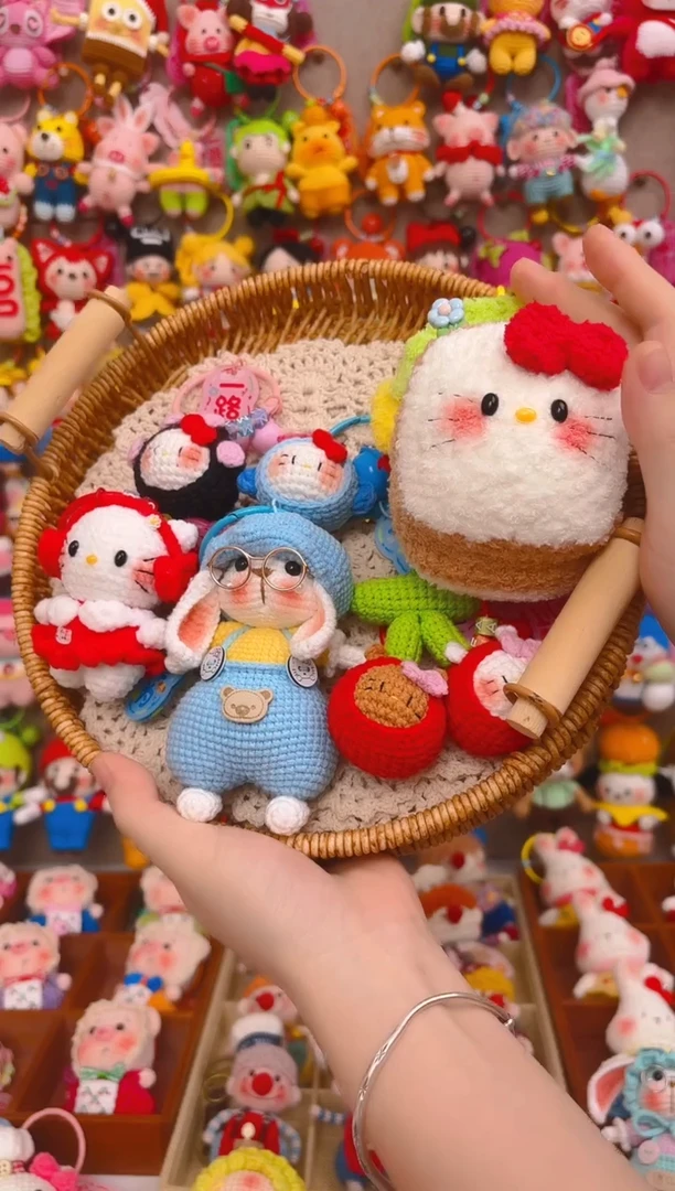 纯手工制作毛线钩织成品全家福