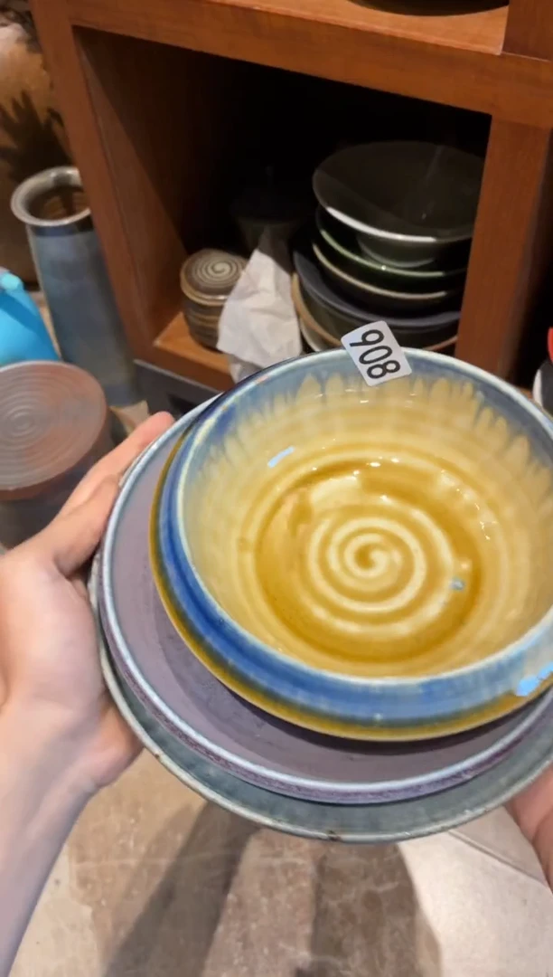 瓷片莲**韵908微瑕柴烧手工盘4个