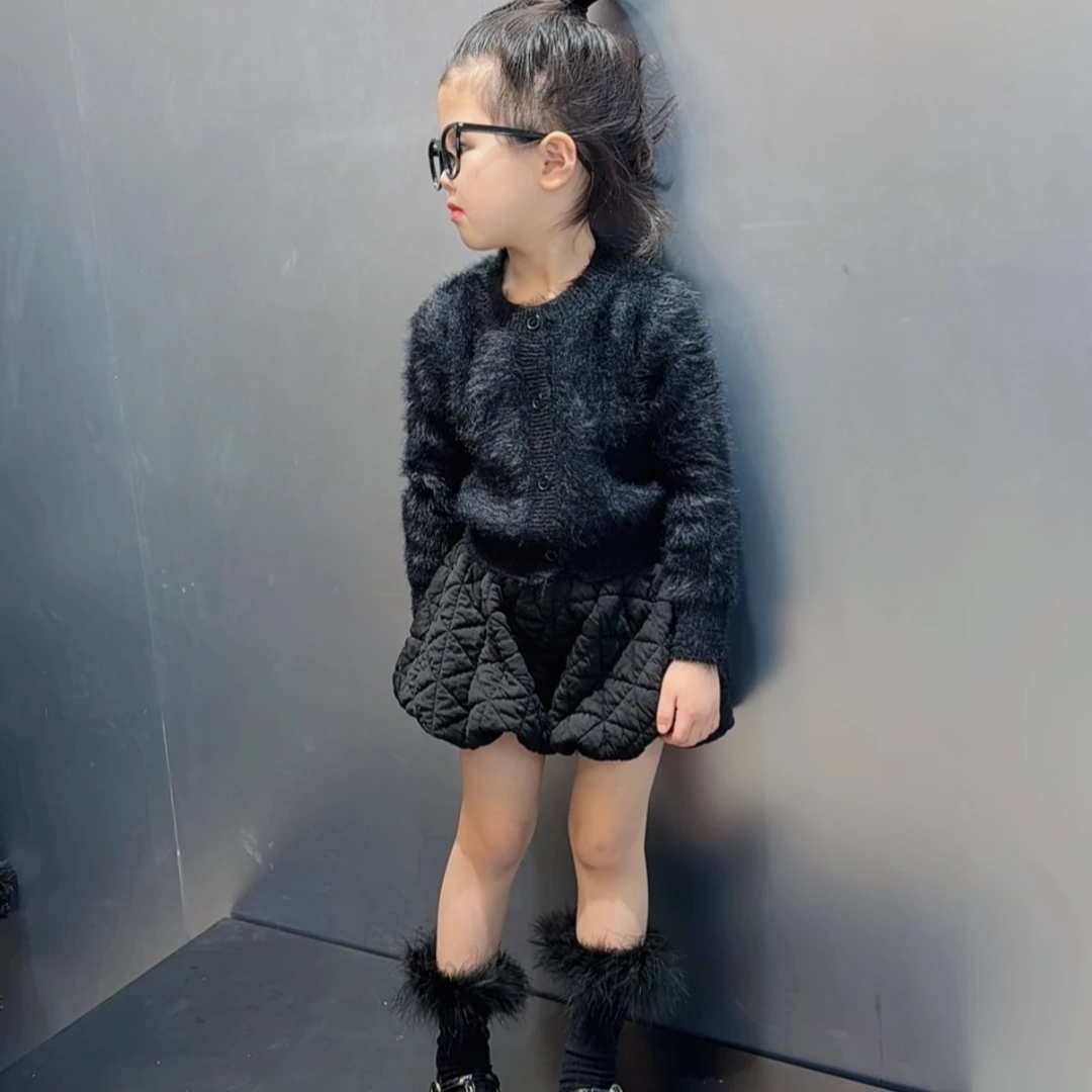 Kk·儿童冬季新款韩版洋气毛毛软糯毛衣开衫