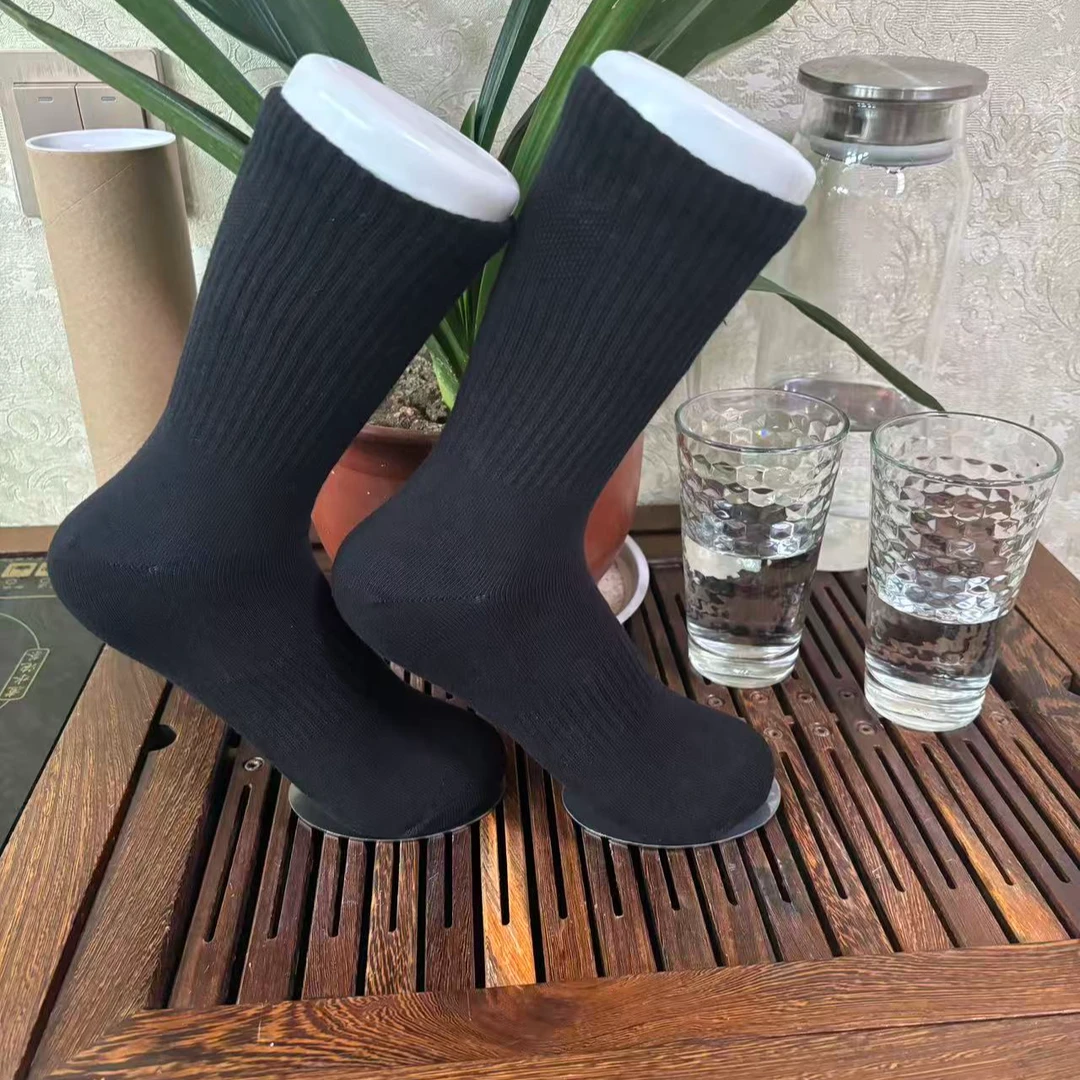 纯棉中筒吸汗长筒袜防臭运动袜袜子防水橡筋氨纶棉纱