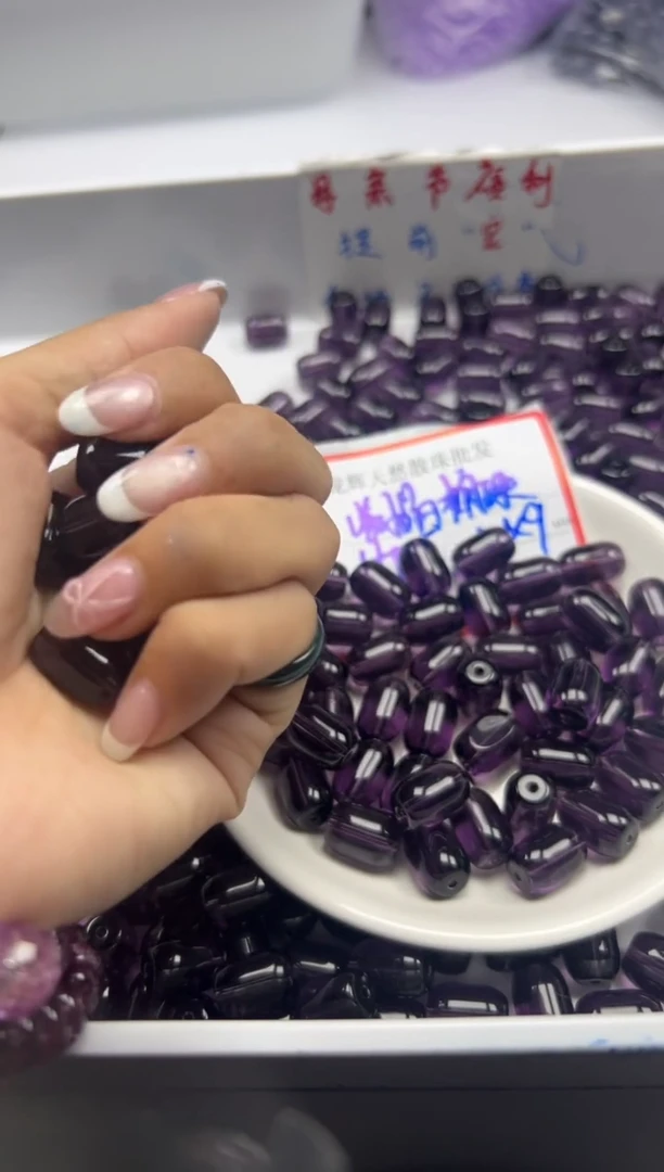 未镶嵌颈饰水晶w2884紫水晶桶珠13*9mm*2颗