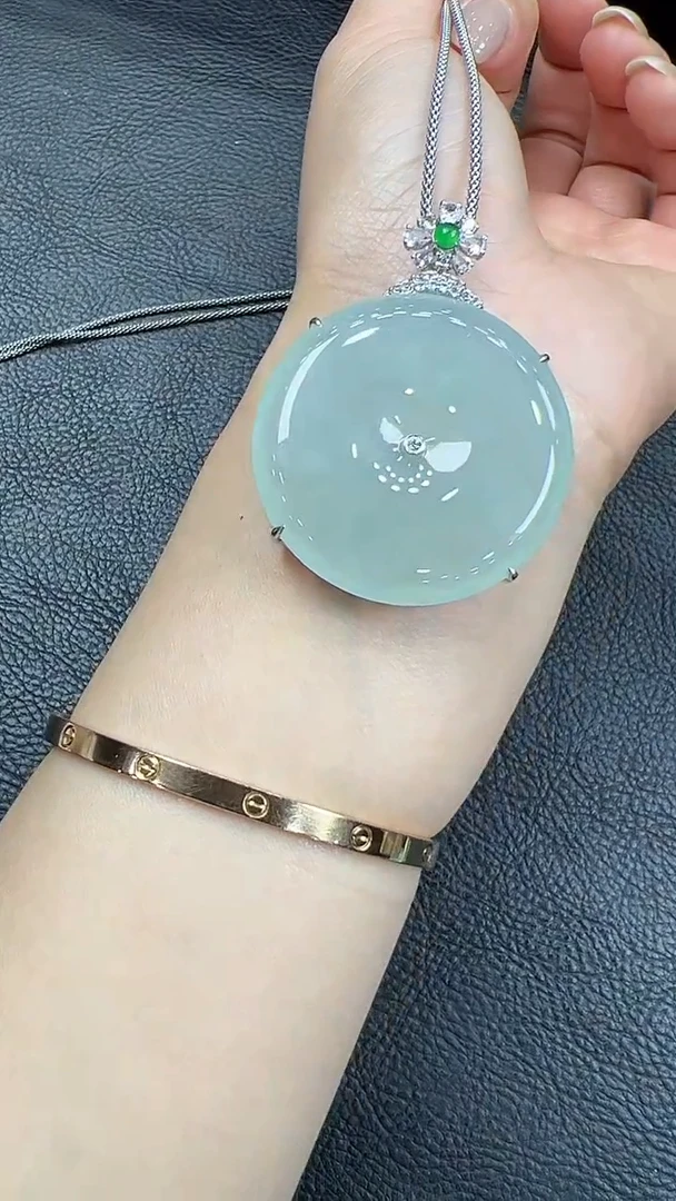 【闪购商品】翡翠挂件18K金镶嵌平安扣不含链